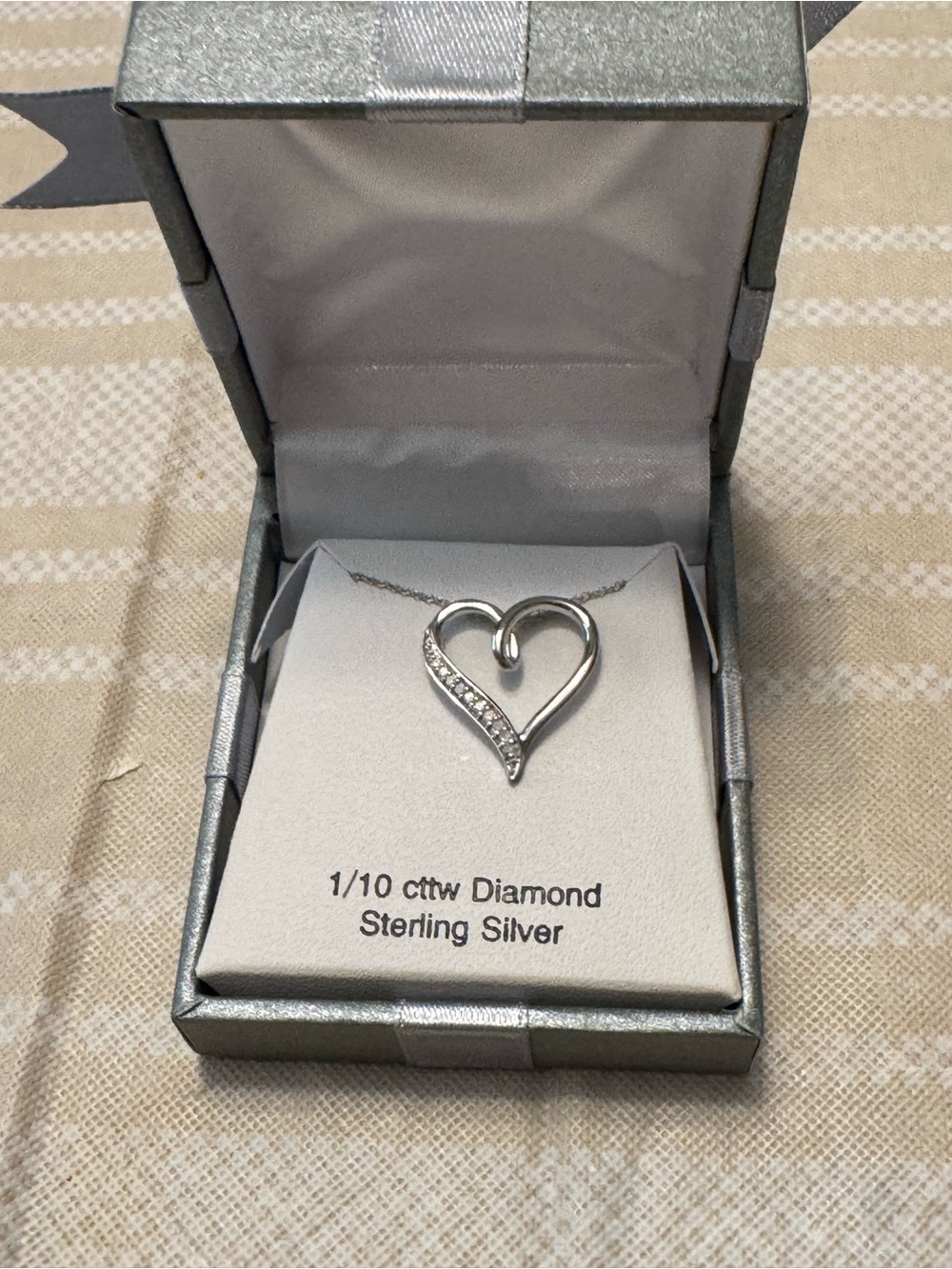Sterling Silver Heart Pendant Necklace with Diamonds - Silver